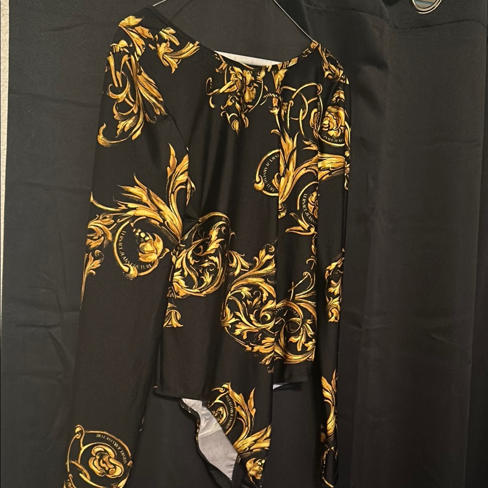 Black and Gold Baroque Long Sleeve Top